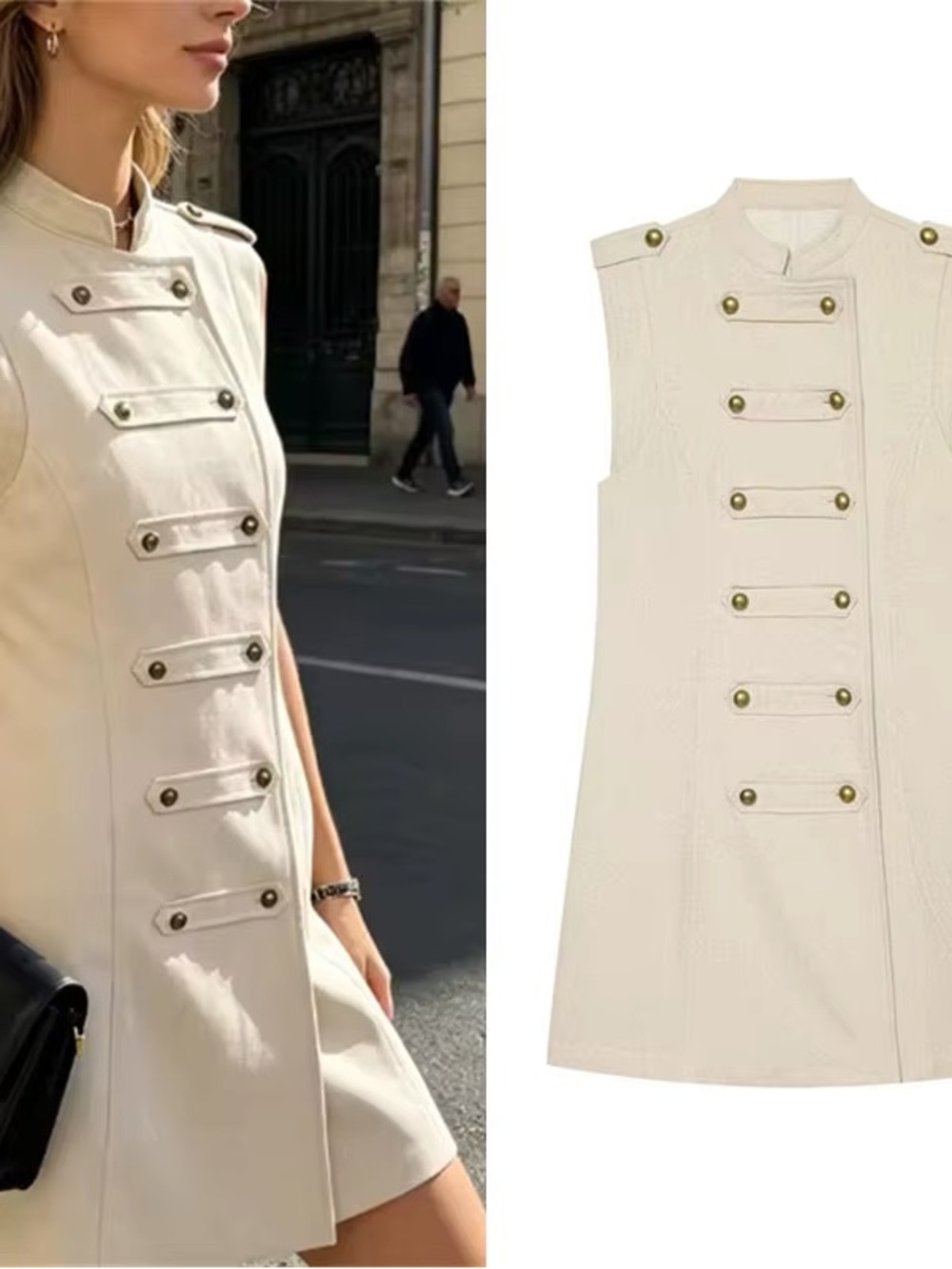 ZARA LINEN MINI DRESS WITH BUTTON FASTENING - Picture 14 of 16